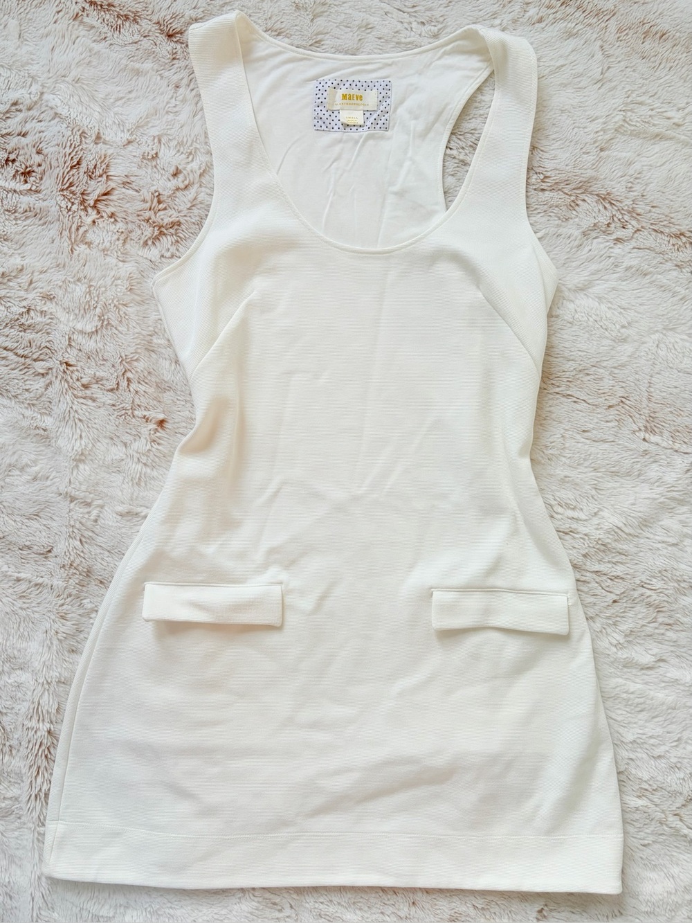 🤍 Maeve by Anthropologie Mod Mini Dress Quiet Luxury Clean Girl Pinafore Minimal